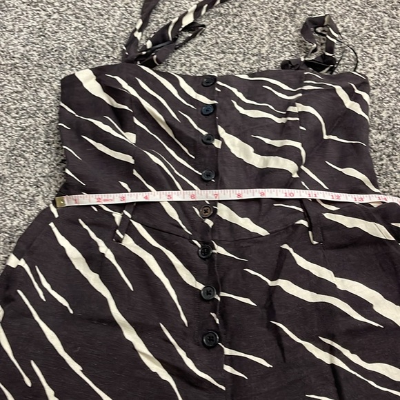 Rails Brown Abstract Linen Blend Sleeveless Button Up Tie front Rompers Size S - Picture 9 of 10